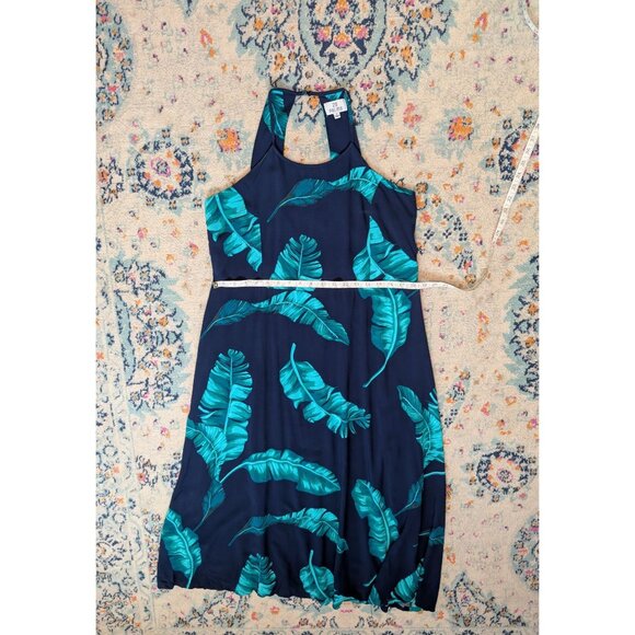 28 Palms Navy Blue Tropical Leaf Maxi Dress with Open Keyhole Back - XL - Picture 9 of 10